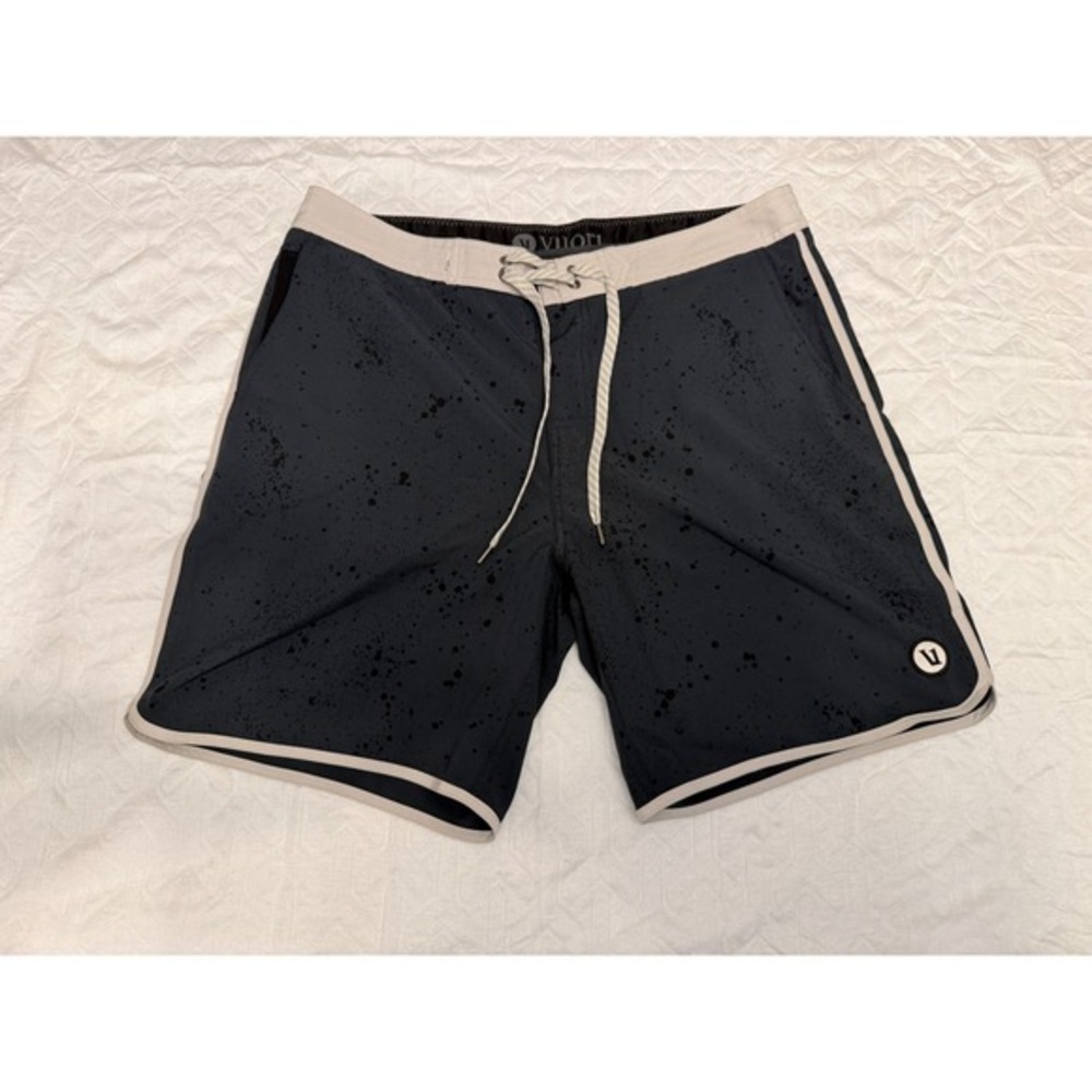 Vuori Cruise Boardshorts 34 Blue Marble Print Stretch Quick Dry Lined Swim‎